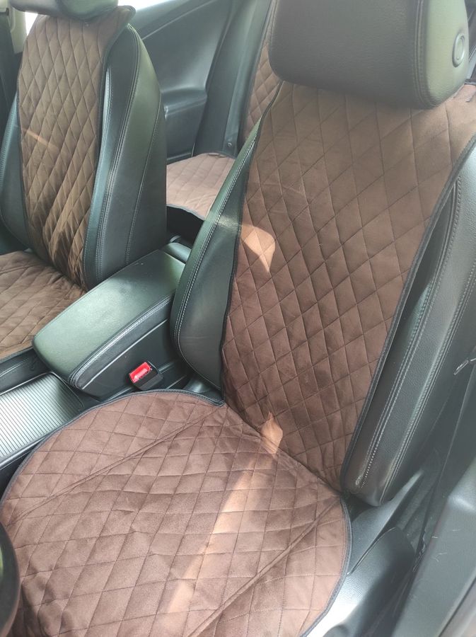 Накидки на сиденья алькантара Hyundai Accent IV (Accent 4) коричневые