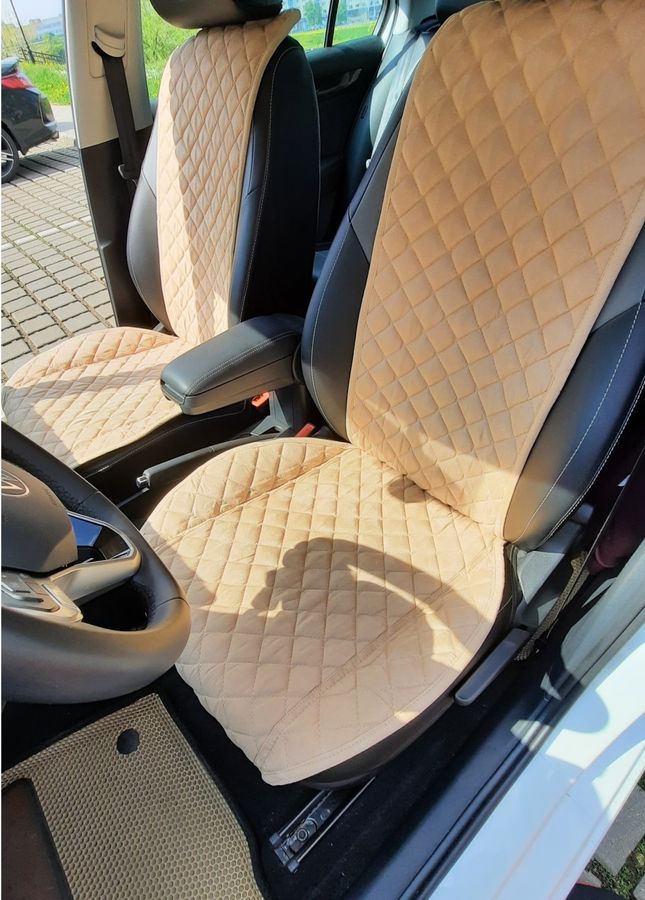 Накидки на передние сиденья алькантара Chevrolet Aveo Hatchback бежевые