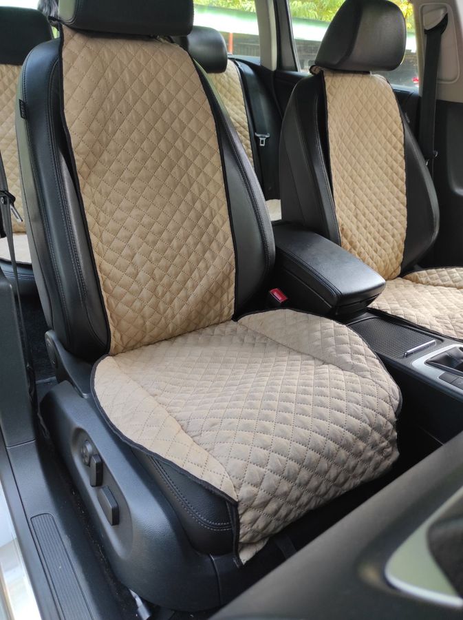 Накидки на передние сиденья алькантара Honda Civic 8 Hatchback (Civic VIII) бежевые