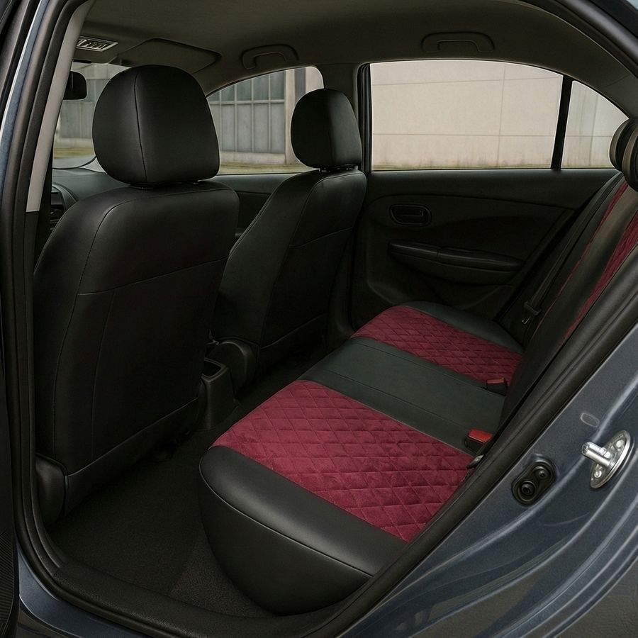 Чехлы на сиденья Чехлы на сиденья авто для Toyota Avensis из эко кожи и алькантары красные Alux-2864