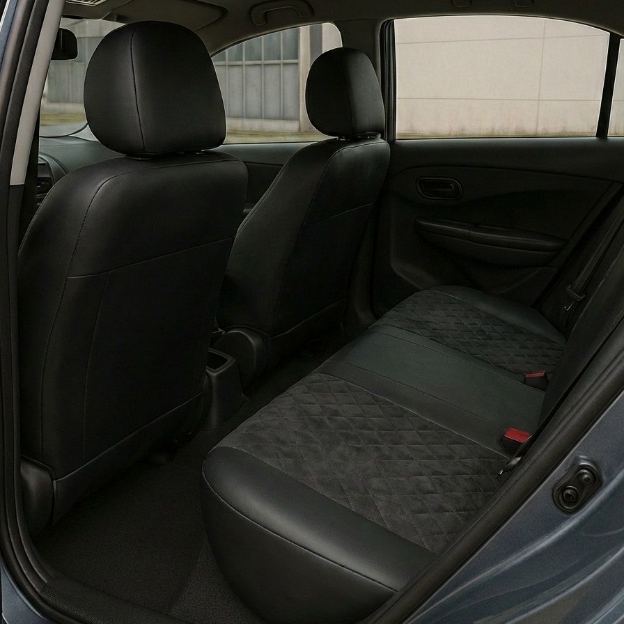 Чохли на сидіння Чохли на сидіння авто для BMW 5 Series (F10) з еко шкіри та алькантари чорні Alux-3771