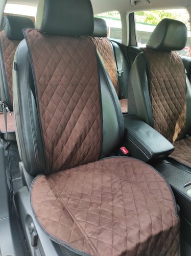 Накидки на передние сиденья алькантара Volkswagen Polo V Sedan (Polo 5 Sedan) коричневые