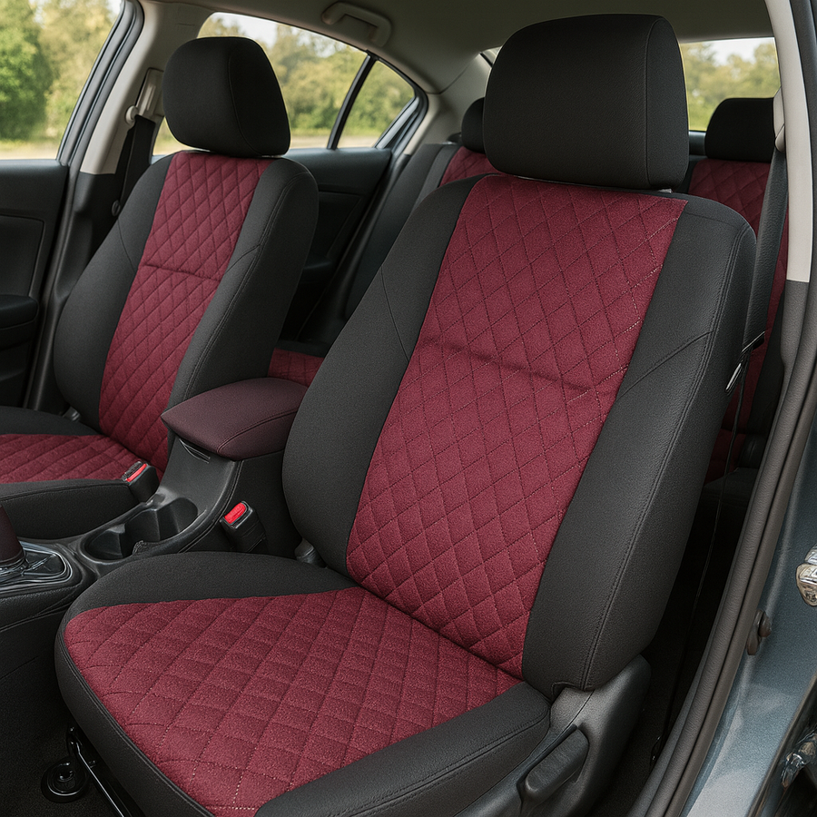 Чохли на сидіння Авточохли зі вставкою антара Citroen C4 II (C4 2) червоні ANT-2364