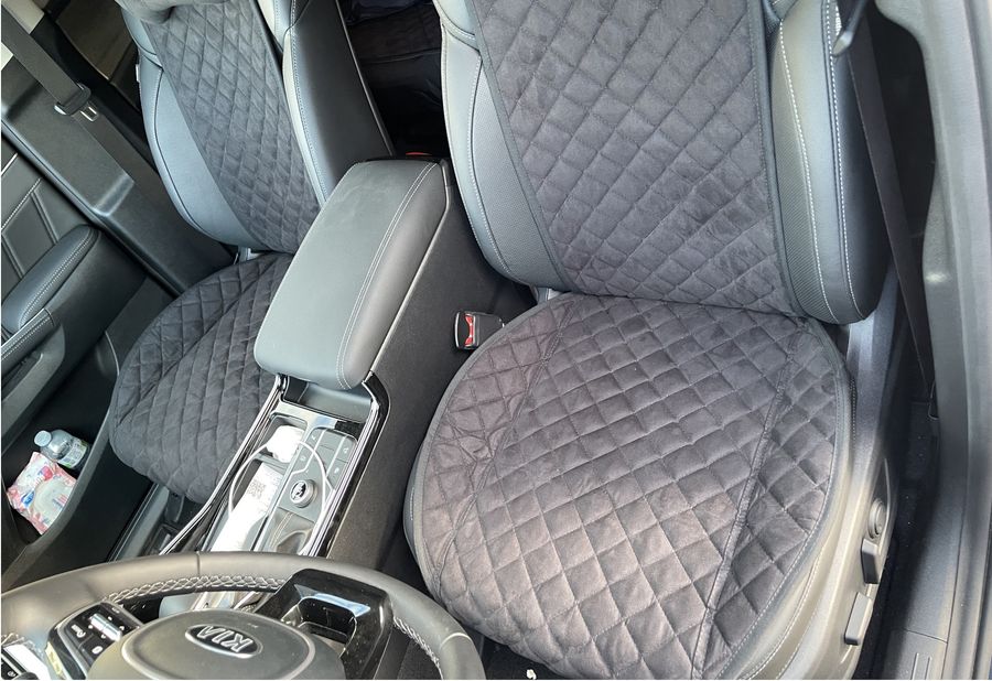 Накидки на передние сиденья алькантара Toyota Corolla E16 черные