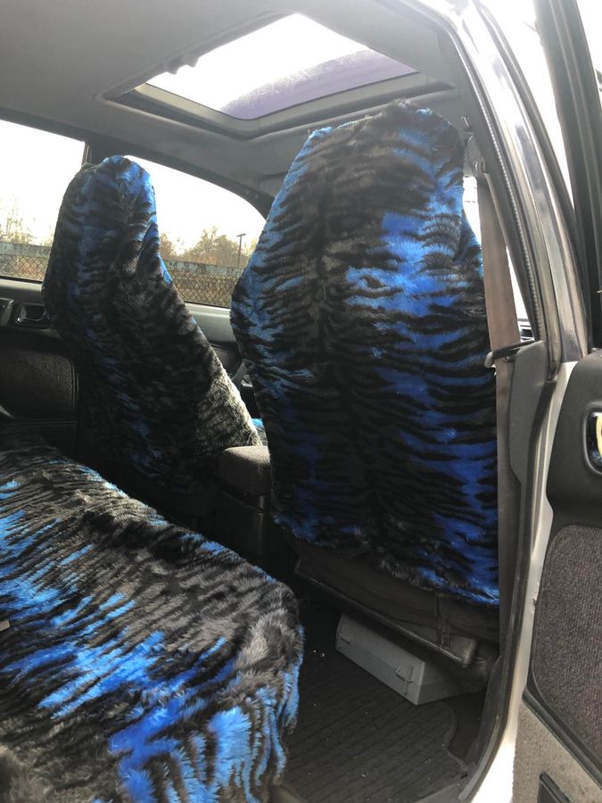 Хутряні накидки на передні сидіння 1+1 сині