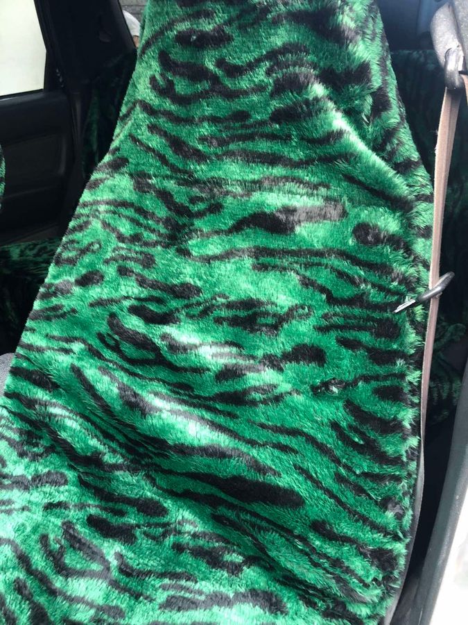 Хутряні накидки на передні сидіння 1+1 зелені