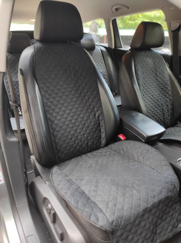 Накидки на сиденья алькантара Mitsubishi Pajero Wagon 5 мест черные