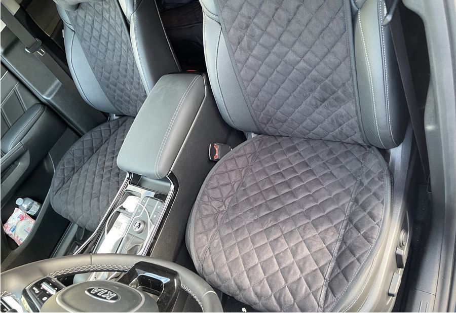 Чехлы на сиденья Накидки на передние сиденья алькантара Audi A3 черные AFRT-1+1036