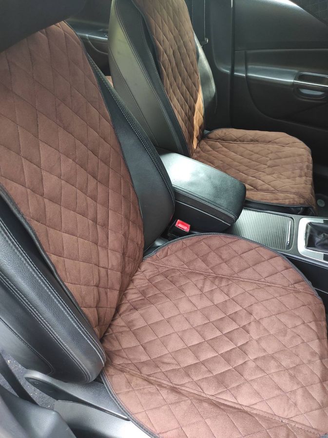 Накидки на сиденья алькантара Volkswagen Jetta VI (Jetta A6) коричневые